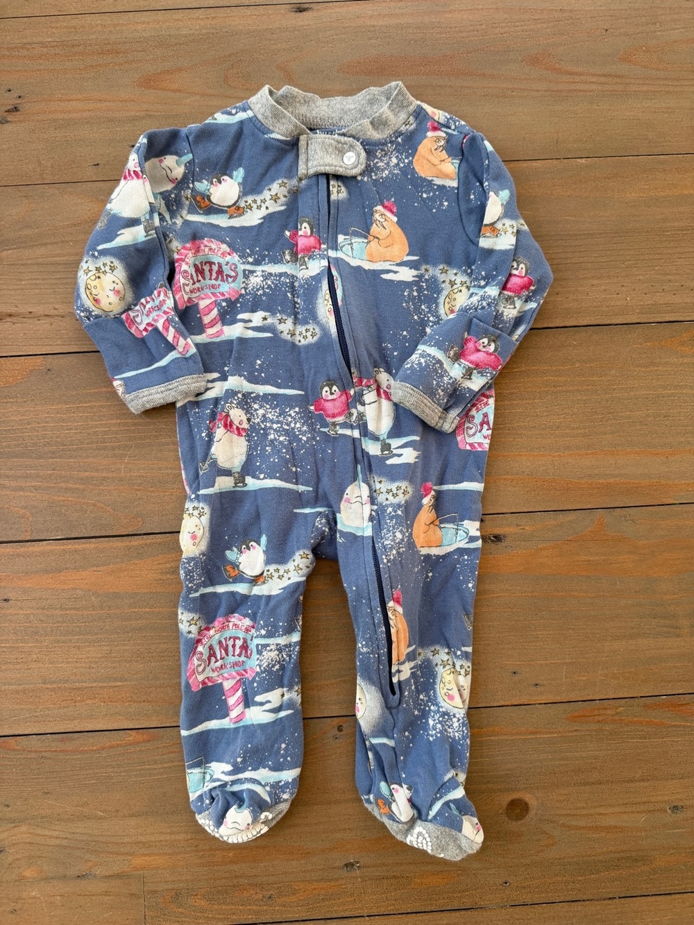 Burt's Bees Organic Cotton Christmas Penguin Print One-Piece - 0-3 Months